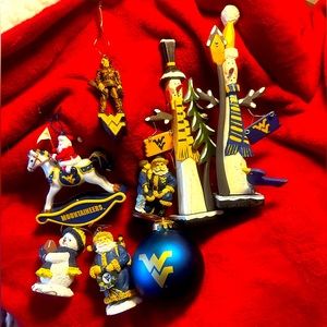 WVU West Virginia Mountaineers Christmas Ornament Bundle, Excellent condition.